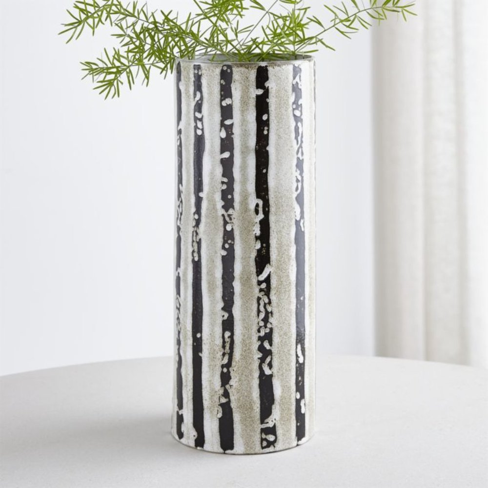 Crate & Barrel Black Striped/Sandy Vase - Picture 2 of 6